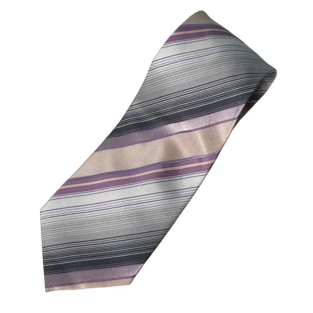 OK.c Microfiber Tie Gray Pink Stripes